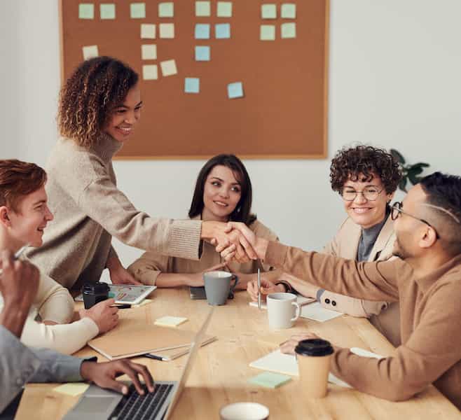 office workers at a meeting
