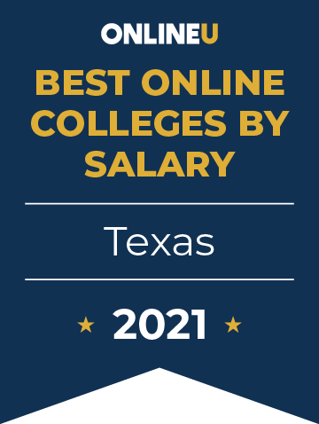2021 Best Online Colleges in Texas by Salary Badge