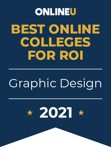 2021 Best Online Colleges Offering Bachelor's Degrees in Graphic Design Badge