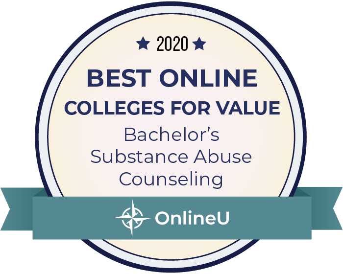2020 Best Online Colleges Offering Bachelor's in Substance Abuse Counseling Badge