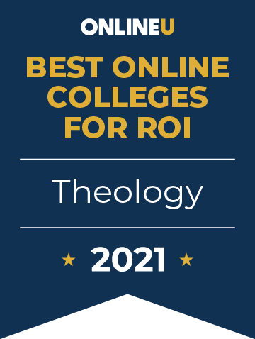 2021 Best Online Colleges Offering Bachelor's Degrees in Theology Badge